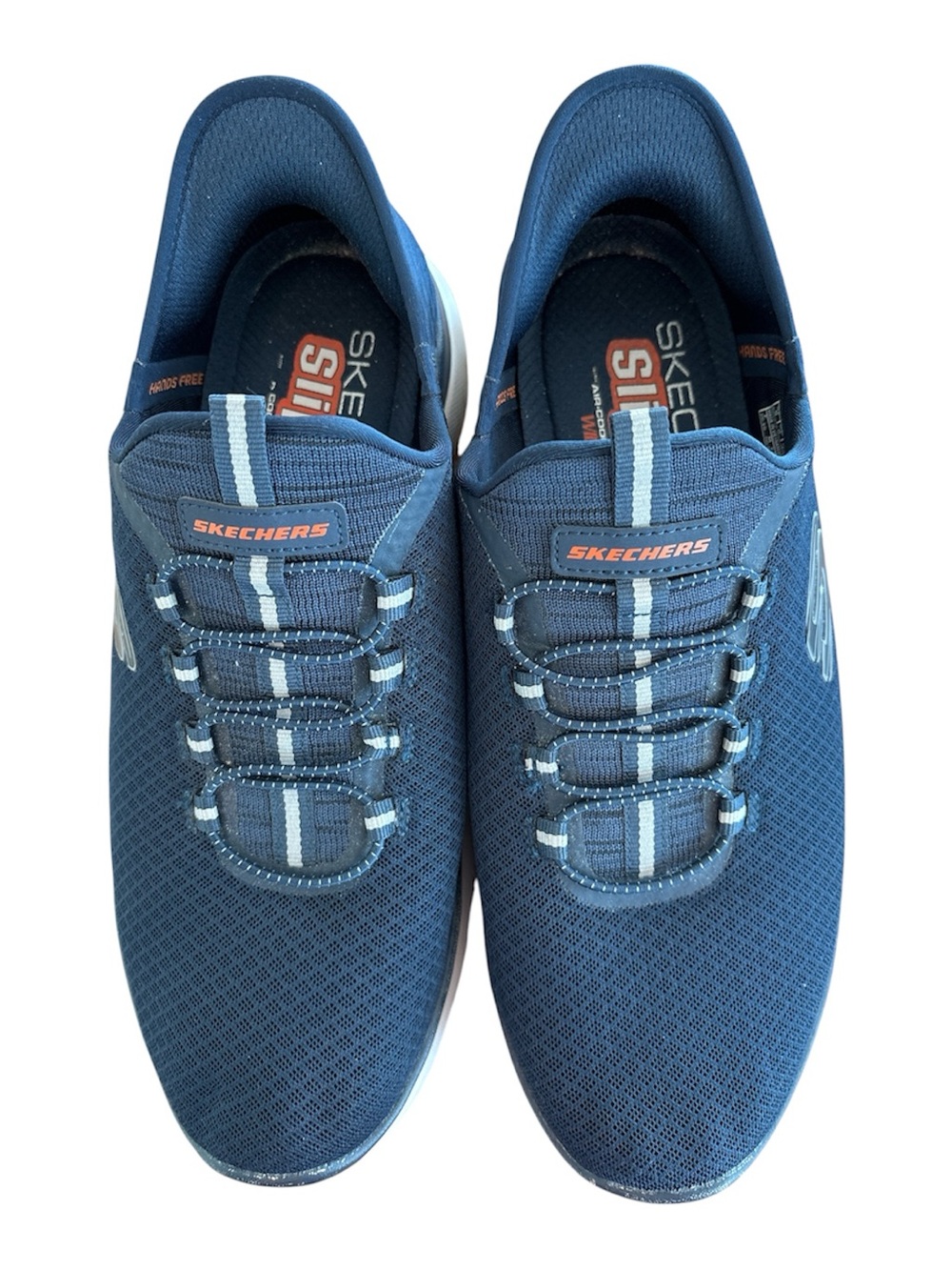 Skechers Hands Free Slip-On Sneakers in Black and Orange